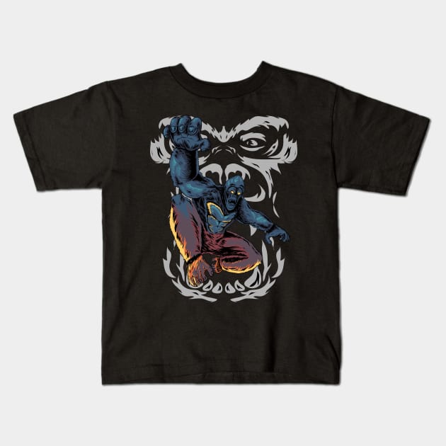 king kong gorilla Kids T-Shirt by three.gu